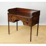 A Regency mahogany wash stand, with raise three quarter back with three drawers,