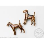 Two silver and enamel 'Kenart' terrier and airedale terrier dog brooches, each stamped verso,