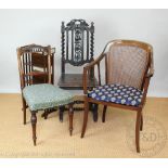 A Victorian carved oak side chair, with an Edwardian occasional chair,