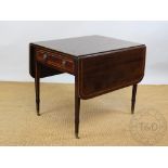 A George III mahogany pembroke table, the rectangular top with two curved leaves,