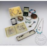 A collection of assorted silver and silver coloured jewellery, to include; drop earrings, necklaces,