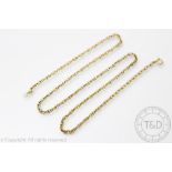 A 9ct yellow gold rope twist chain, with bolt ring clasp, 56cm long overall, weight 11.