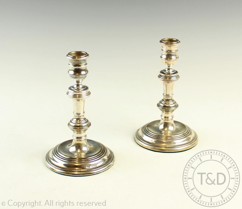 A pair of silver candlesticks, Richards & Knight, London 1967,