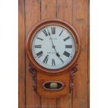 A 19th century oak eight day drop dial wall clock, the Roman numeral dial named Willis Northwich,