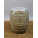 A late 19th century salt glazed stoneware barrel,