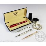 A selection of objects of virtue comprising; a cased Visconti 'Rembrandt' pen set,