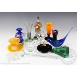 A collection of studio and collectable glass to include a Swedish Studio Ahus model of a birds mask,