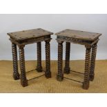 A pair of carved Indian hardwood coffee tables,