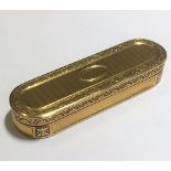 An early 19th century 18ct gold tooth pick box, of rounded rectangular form,