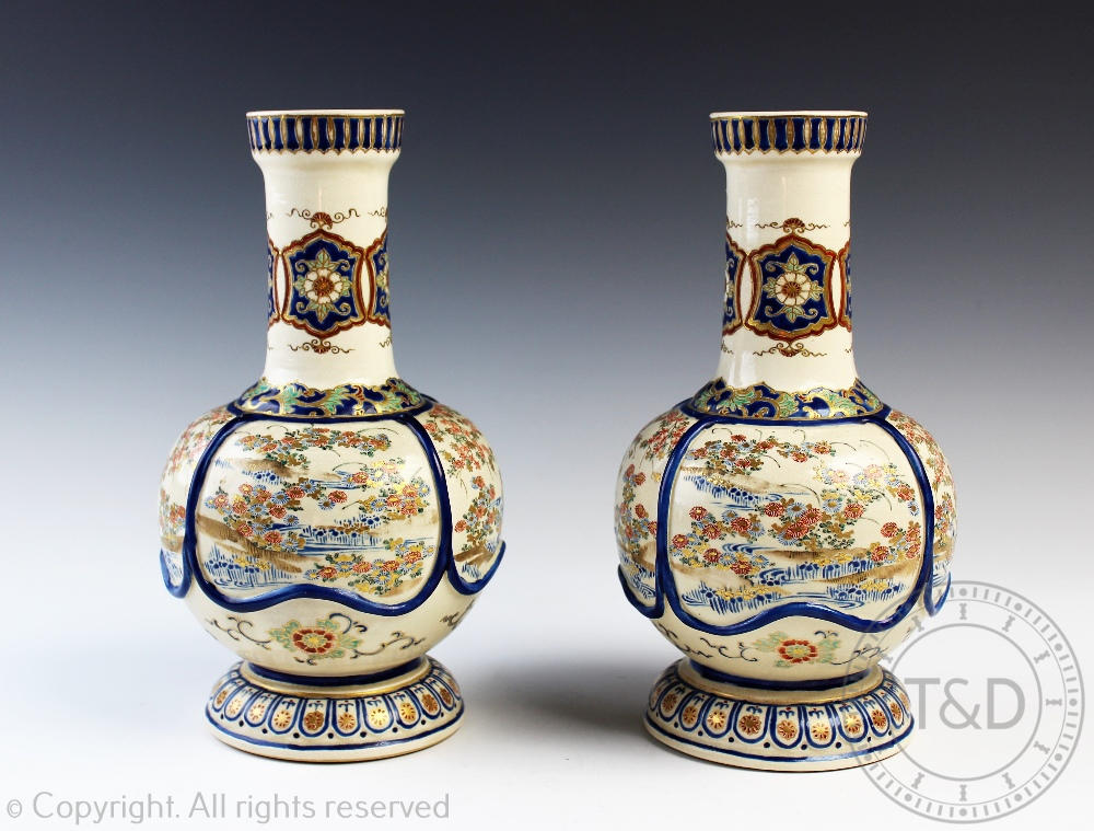 A pair of 20th century Japanese Satsuma vases,