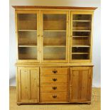 A pine country kitchen display cabinet,