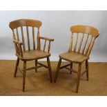 A set of eight late 20th century beech dining chairs, including two with arms,
