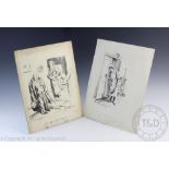 Herbert Samuel "Bert" Thomas (1883-1966), Two pen and ink cartoons on card,