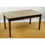 A French style oak country farmhouse kitchen table, on four square tapered legs,