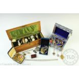 A selection of costume jewellery and gentleman's wrist watches to include paste set brooches,