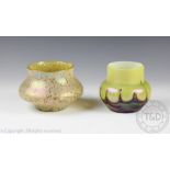 Two Art Nouveau Loetz style iridescent glass bowls,