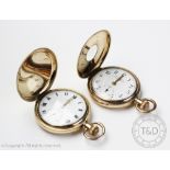 Two gold plated pocket watches comprising; a Stuart & Co, English Lever half hunter,