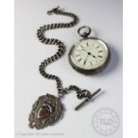 A late Victorian silver cased key wind chronograph pocket watch,