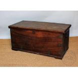 A Victorian camphor wood blanket box, with brass mounted corners and brass swing handles,