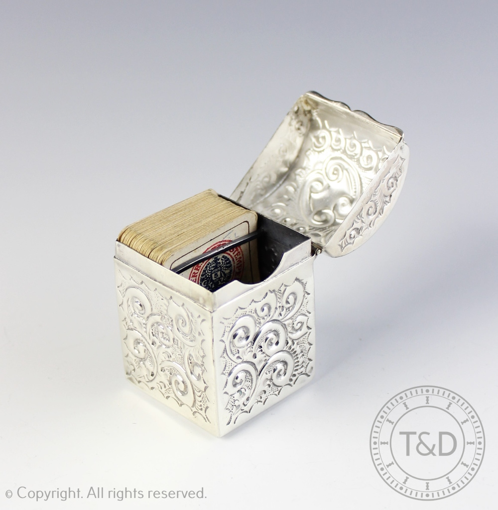 A Victorian silver card box, T H Hazlewood & Co, Birmingham 1900, - Image 2 of 2