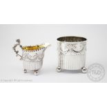A Victorian Scottish silver milk jug and matching jar, makers initials M&S, Edinburgh 1886,