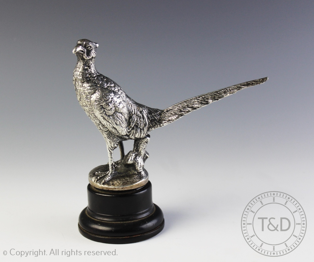 A Louis Lejeune chrome plated car mascot modelled as a pheasant, 11cm high,