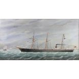 Maritime Interest: English school, 19th century, Gouache, Titled 'The Garrison Line Company's S.