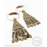 A pair of Bedouin tribal marriage ceremony earrings,