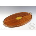 A Richard Lake of Lakewood Furniture inlaid walnut oval serving tray, of Edwardian design,