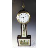 An American 'banjo' wall clock, the white circular face with black Arabic numeral dial,