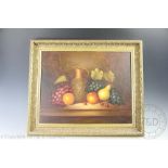 English School - late 20th century, Oil on canvas, Still life of fruit,