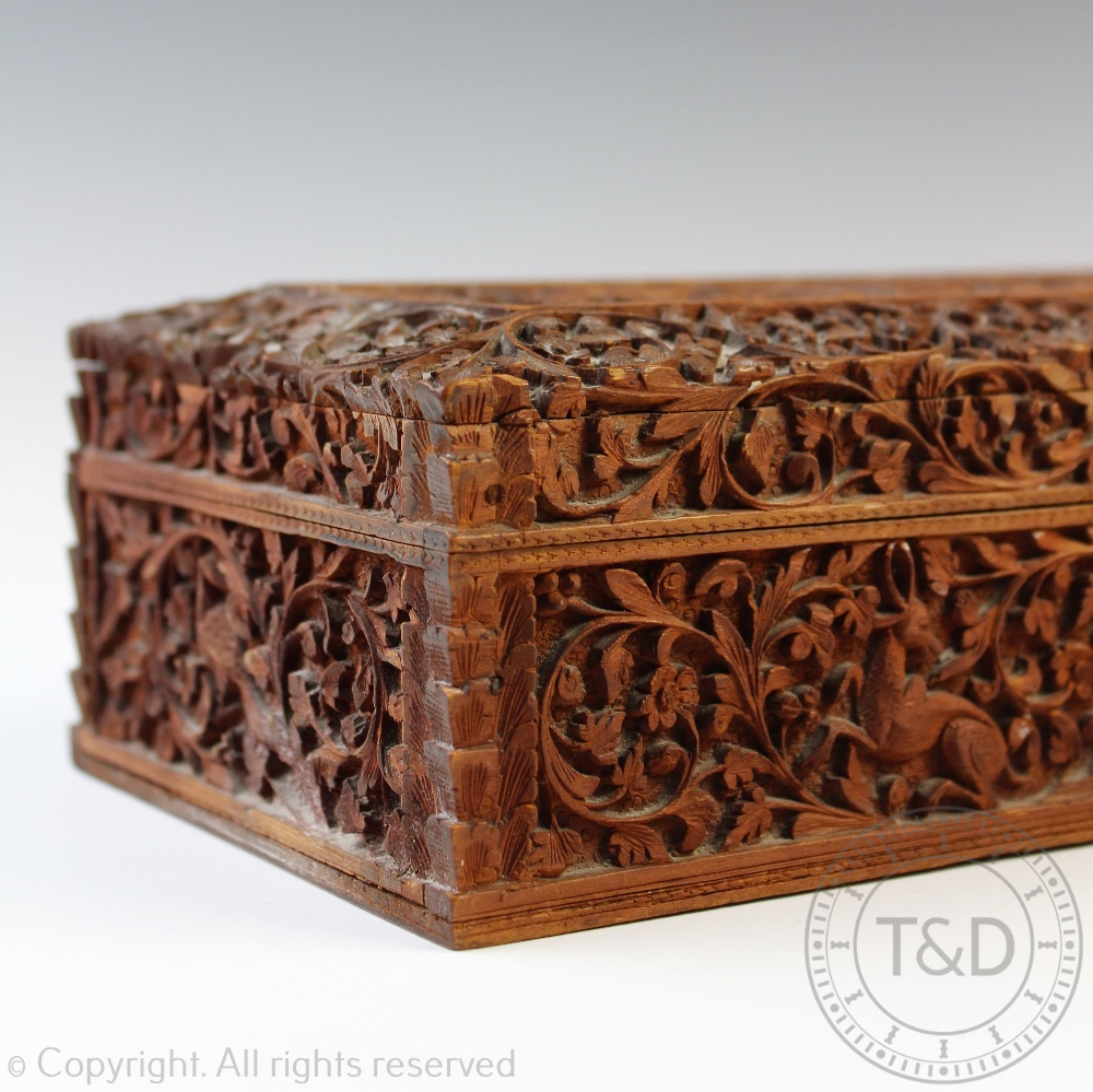 An Indian carved wood glove box, - Image 4 of 4