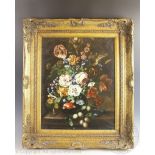 Dutch school (20th century), Oil on canvas, Still life of flowers in a vase, 50cm x 40cm,