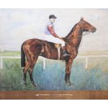 T Clayton, Watercolour, Horse and jockey - His Majesties Minoru - H Jones up,