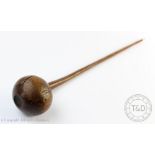 A carved hardwood knobkerrie with dimpled ball head, 66.