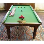 A snooker table / dining table, the snooker table top reconditioned by A. E.