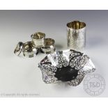 A selection of small silver, to include; a silver mug J Collier & Co Ltd, Birmingham 1913,