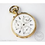 A French 14K open face calendar pocket watch, early 20th century,