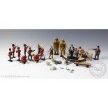 A collection of Britains cold painted lead figures to include two RNLI Crewman,