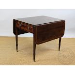 A George III mahogany Pembroke table, the rectangular top with two curved leaves,