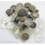 A selection of pre-decimal silver coinage, to include three George III silver Half Crowns, 1817,