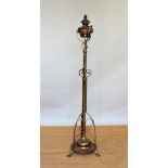 An Edwardian lacquered brass oil standard lamp,