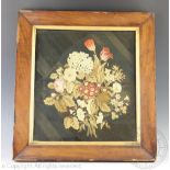A Victorian petit point needlework picture, of a bouquet of flowers, in glazed walnut frame, 54.
