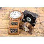 An early 20th century stained walnut wall clock,