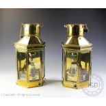 A pair of Alderson & Gyde Ltd of Birmingham brass ships lanterns,