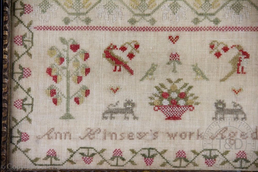 A Victorian needlework sampler by Ann Kinsey aged 9 and dated 1849, worked with alphabets, - Image 5 of 5