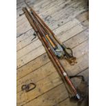 A B James and Son Richard Walker MK IV two piece split cane fishing rod,