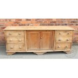 A Victorian and later pine country kitchen dresser,