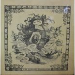 A Victorian printed silk handkerchief 'The Anglers Companion',