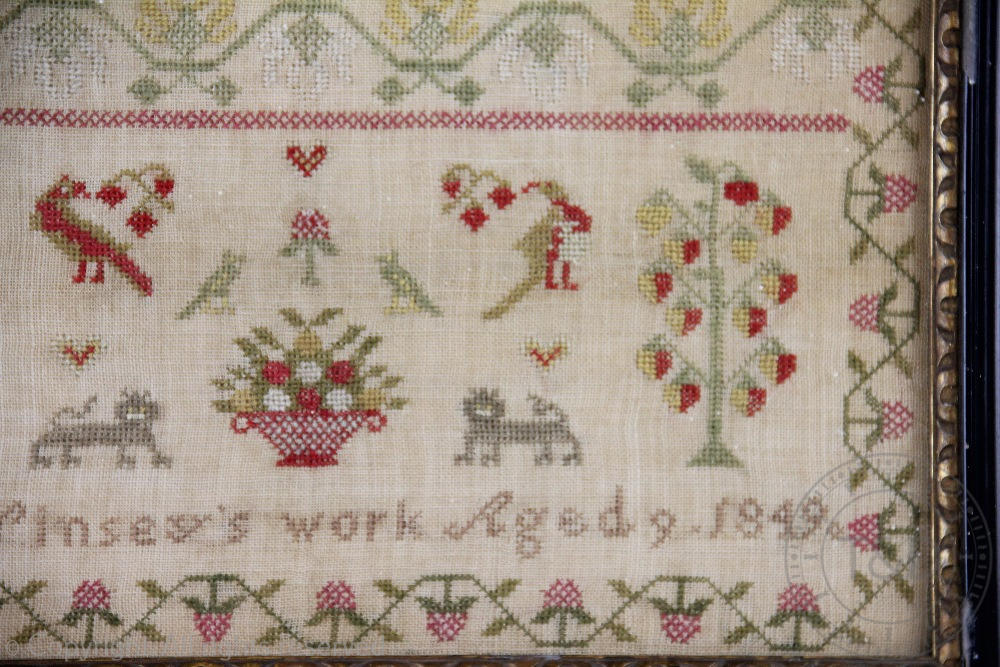 A Victorian needlework sampler by Ann Kinsey aged 9 and dated 1849, worked with alphabets, - Image 4 of 5